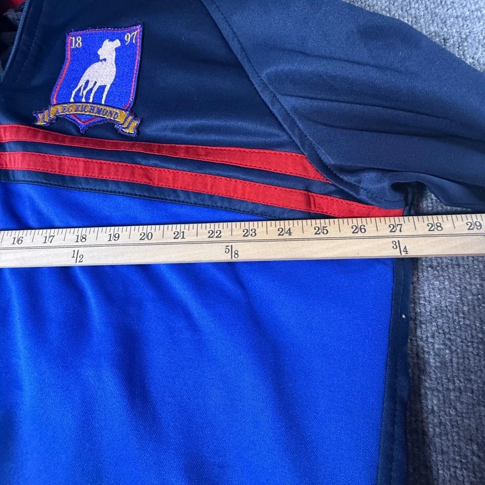 Mens 3XL Blue Red Track Jacket Athletic‎ Full Zip Embroidered Patch Ted Lasso